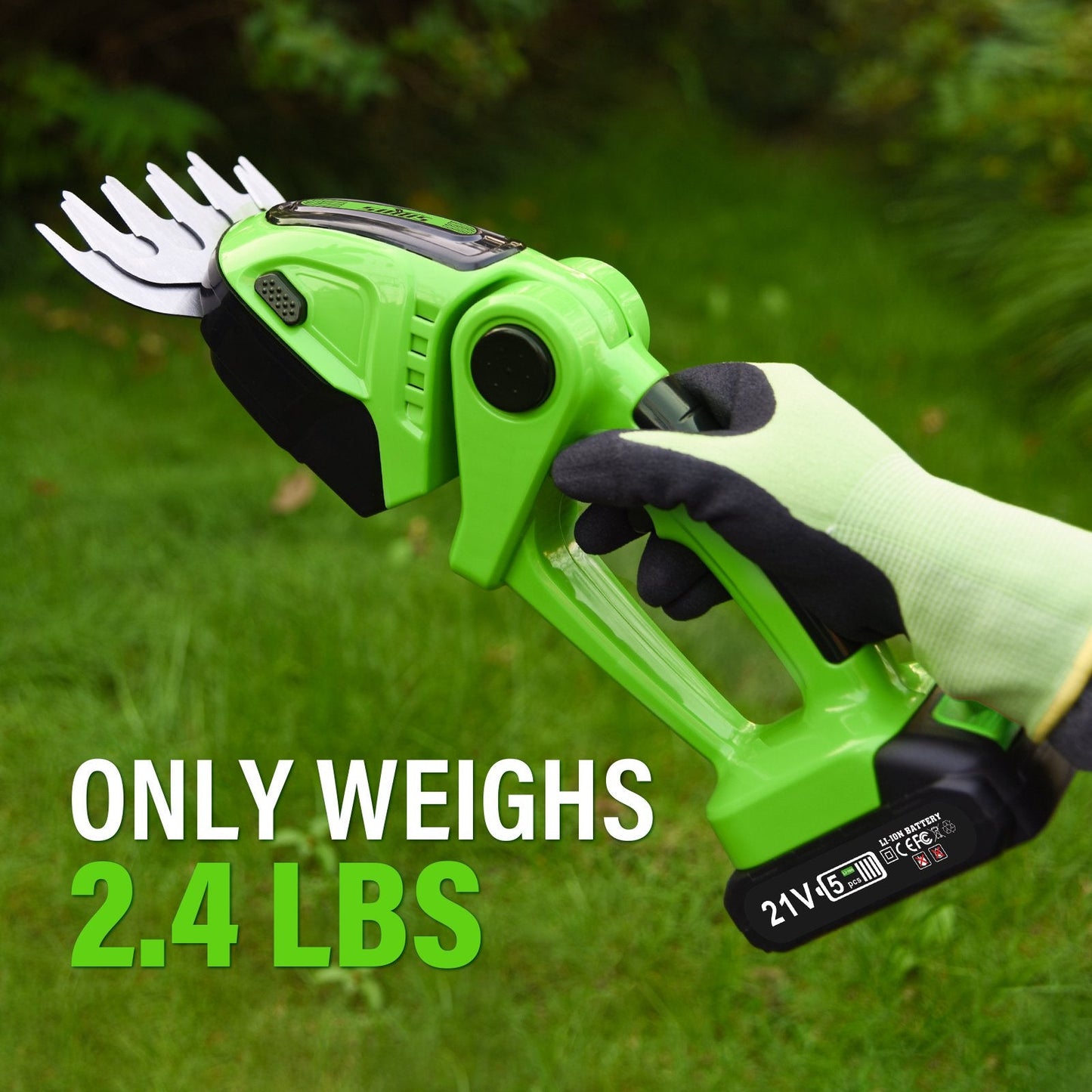 SOYUS Cordless Hedge Trimmer, 21V Electric Handheld Grass Cutter, 2-in-1 Electric Grass Trimmer & Shrubbery Trimmer