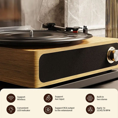 Record Player A4, 3-Speed 33/45/78RPM Vinyl Spinner with 2 Built-in Stereo Speakers, Headphone Jack, USB, AUX-IN and RCA-Out