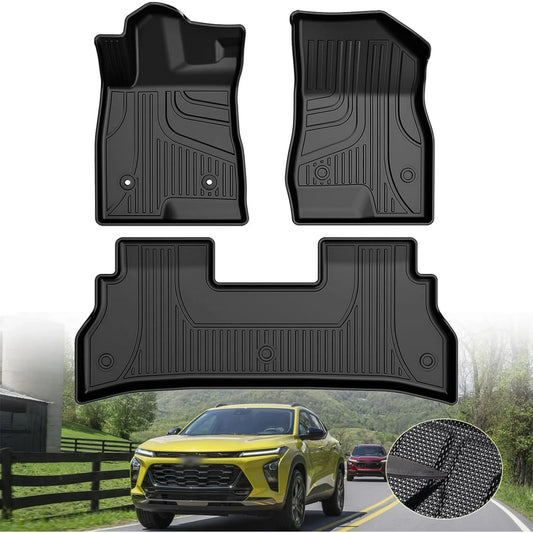 Original 2024 Trax Floor Mats for Chevrolet/Chevy Trax LS/1RS/LT/2RS/ACTIV Models - Car TPE Floor Liners Custom Fit 2024 Chevy Trax 1st and 2rd Row Car Mats Interior Accessories, Black