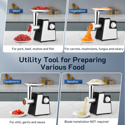 RELOIVE Meat Grinder, 2800W Electric Meat Grinder for Home Use 2 Adjustable Speeds Food Grinder with Sausage & Kubbe Kit, 3 Cutting Plates, 3 Grinding Blades, 2 Meat Claws