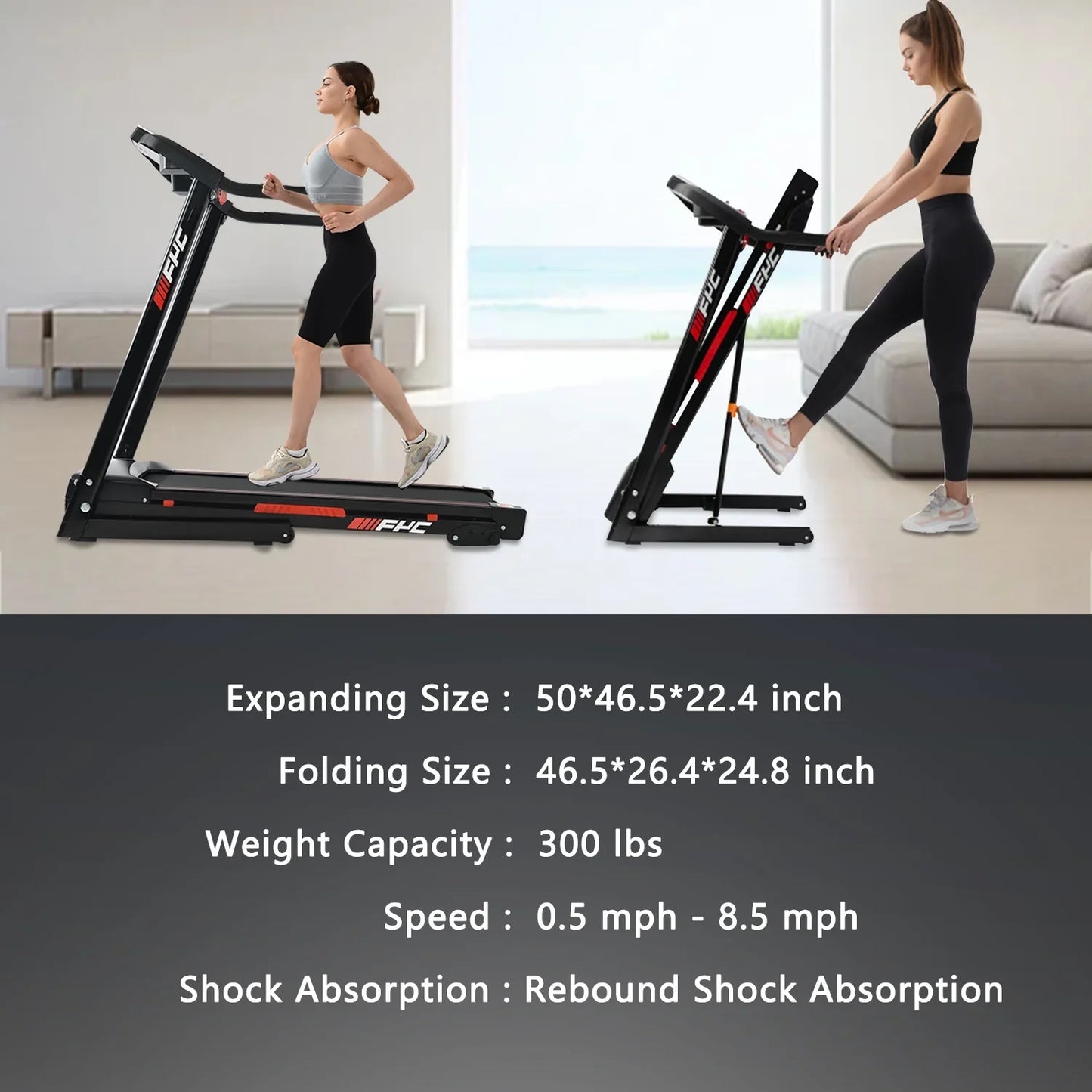 3.5HP Folding Incline Treadmill with 330 LB Capacity 15 Preset Programs MP3 Electric Walking Treadmill Machine For Home