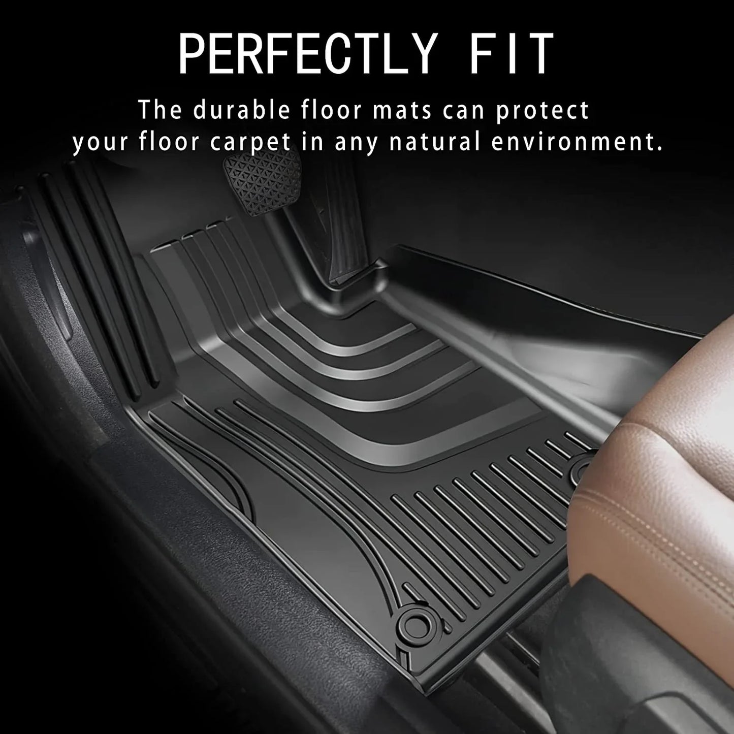 Original 2024 Trax Floor Mats for Chevrolet/Chevy Trax LS/1RS/LT/2RS/ACTIV Models - Car TPE Floor Liners Custom Fit 2024 Chevy Trax 1st and 2rd Row Car Mats Interior Accessories, Black