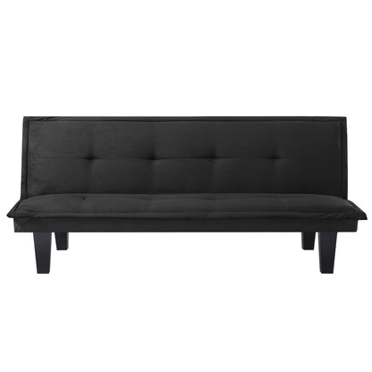 64" Futon Sofa Bed,Upholstered Folding Futon Fabric Couch,Modern Upholstered Sleeper Sofa with 3 Adjustable Backrest Angles,Suitable for Compact Living Space,Apartment,Black