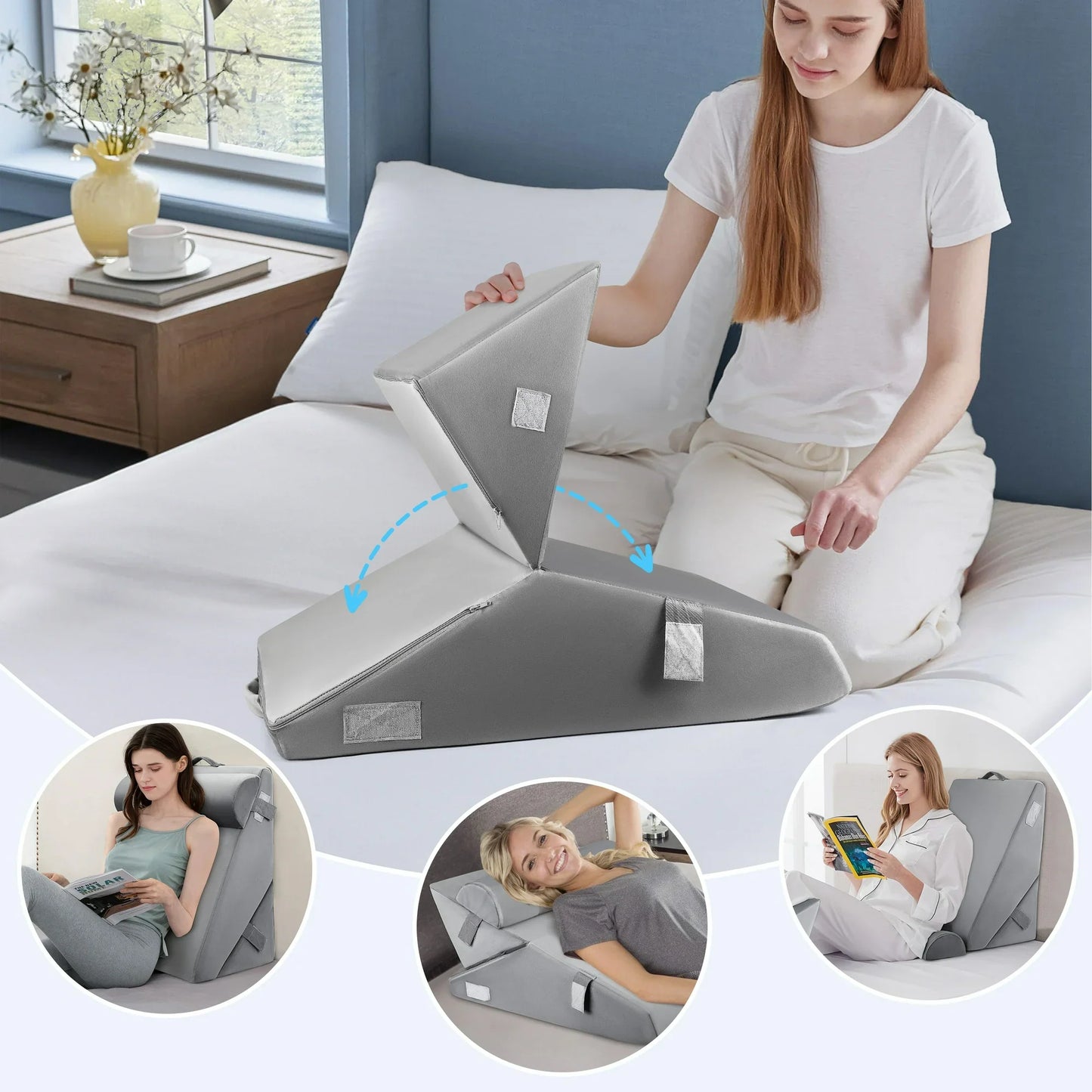 AMTPM Wedge Pillow Set The Detachable Neck Support Can Also Be Used As A Headrest Or Lumbar Support