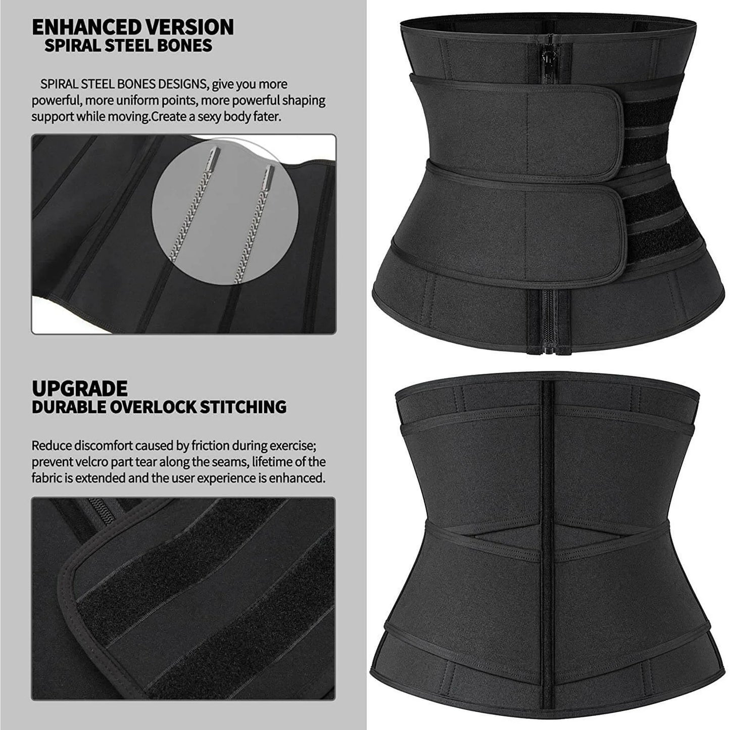 Vaslanda Neoprene Sauna Waist Trainer Corset Sweat Belt for Women Weight Loss Compression Trimmer Workout Fitness