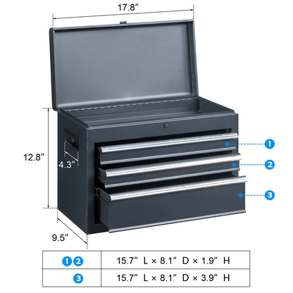 Ktaxon 4-Drawer 2-IN-1 Rolling Tool Chest Storage Cabinet, Mechanic Tool Organizer Box, 23.2" L x 11" W x 40.2" H, Black