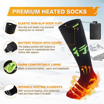 Heated Socks for Men Women,Rechargeable Heated Socks with 4 Heating Level,Battery Heated Socks Washable Electric Socks for Men Skiing Hunting Camping XL