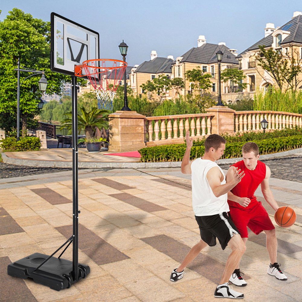 Ktaxon 8ft -10ft Basketball Hoop System, 35in Portable Removeable Basketball Goal Stand with Wheels, Adjustable for Youth Adults Indoor Outdoor