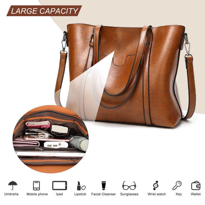 HONGLONG Shoulder Bags Handbags for Women Large Designer Ladies Bag Purse Leather Tote Bag, Brown