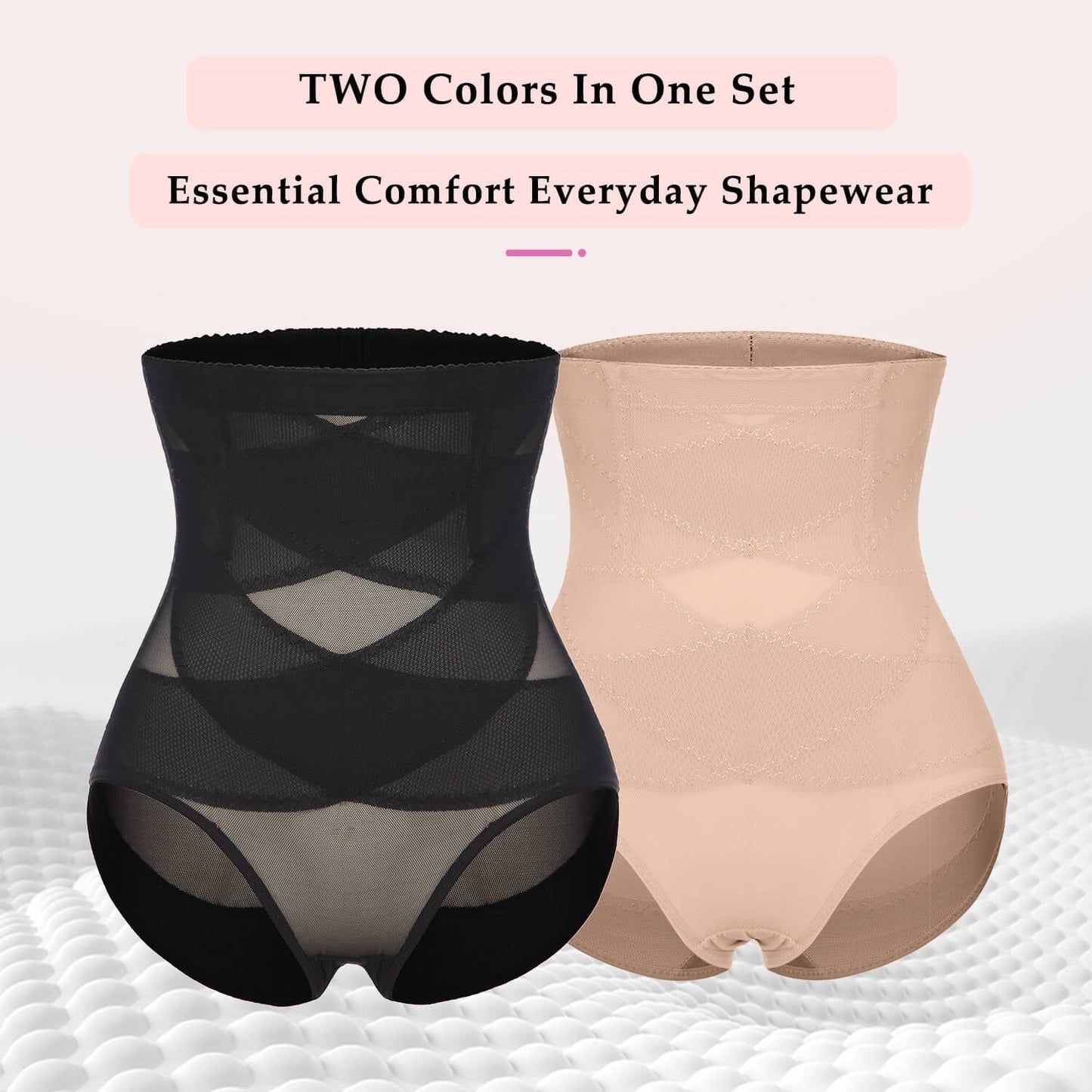 VASLANDA 2 Packs Women Butt Lifter Shapewear Hi-Waist Double Tummy Control Panty fajas Waist Trainer Body Shaper