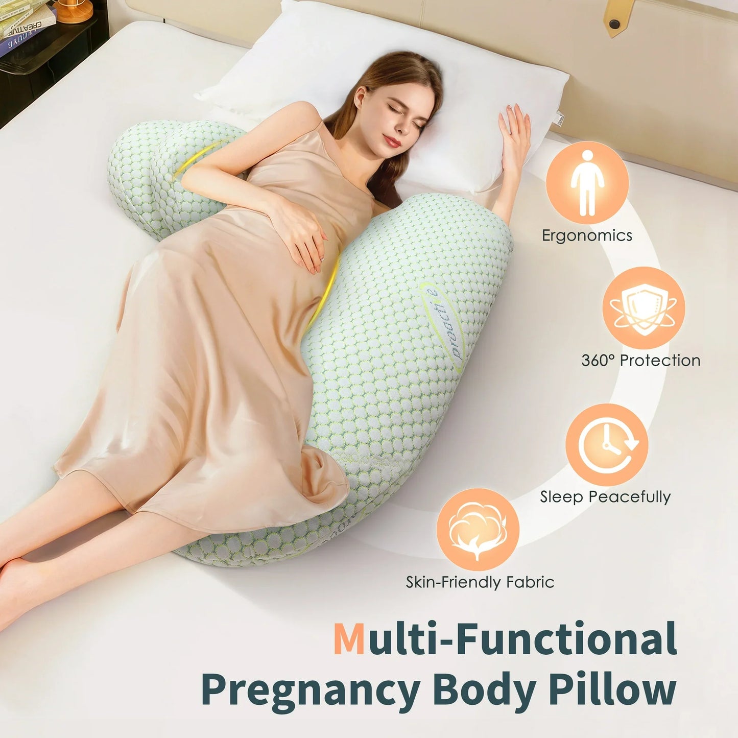 AMTPM Pregnancy Pillow with Ergonomic Design for Relieving Your Pains and Improving Sleeping Quality, Pregnant Women Must Haves with Removable Cover