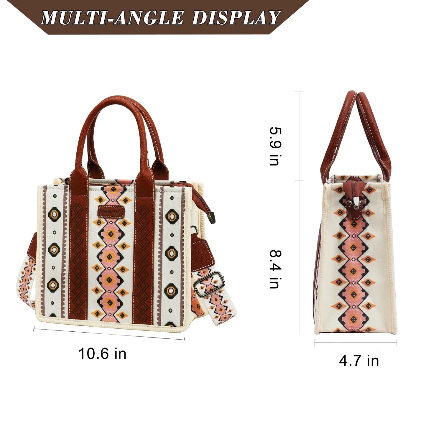 HONGLONG Western Handbag for Women,Vintage Women's Shoulder Bags Purse,Ladies Travel Tote Bags Boho Style-Beige