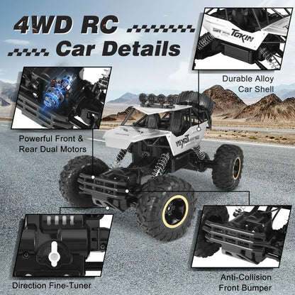 AMTPM 1:12 Remote Control Car, 4WD RC Trucks Max 20KMH with 3x1200mAh Rechargeable Batteries, 75 Mins Runtime, 2.4GHz All-Terrain Remote Control Truck for Adults and Teen Boy Gifts