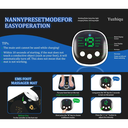 EMS Foot Massager Neuropathy Mat - Electric Feet Massage Machine: Pulse Acupoints Bioelectric Plantar Fasciitis Massage for Pain Relief & Circulation