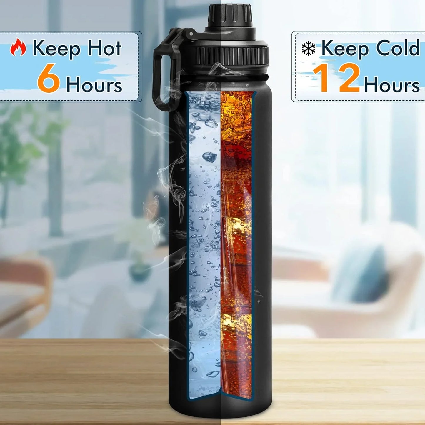 BN-LINK 25oz Insulated Sports Water Bottle, Double Wall Vacuum & Stainless Steel, Leak Proof & BPA-Free, Keeps Cold and