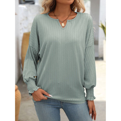 SHIBEVER Womens Long Sleeve Tops V Neck Dressy Blouses Loose Shirts solid color Casual Bat Sleeve fall clothes for women