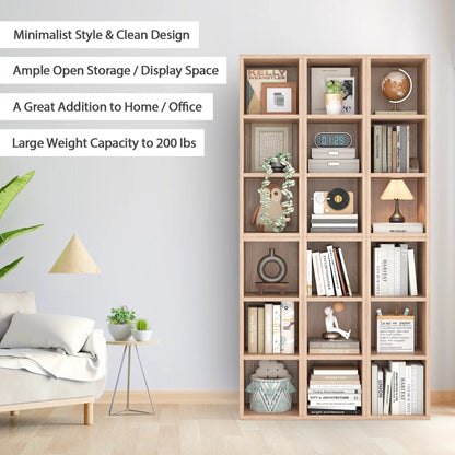 JOZ 6-Tier Open Bookcase and Bookshelf: Stylish Freestanding Display Storage for Bedroom, Living Room, and Office