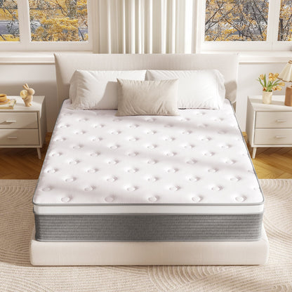 XLOLEHM 12" Queen Size Mattress, Memory Foam & Innerspring Mattress in a Box, Medium Comfort,Adult