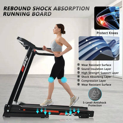 3.5HP Folding Incline Treadmill with 330 LB Capacity 15 Preset Programs MP3 Electric Walking Treadmill Machine For Home