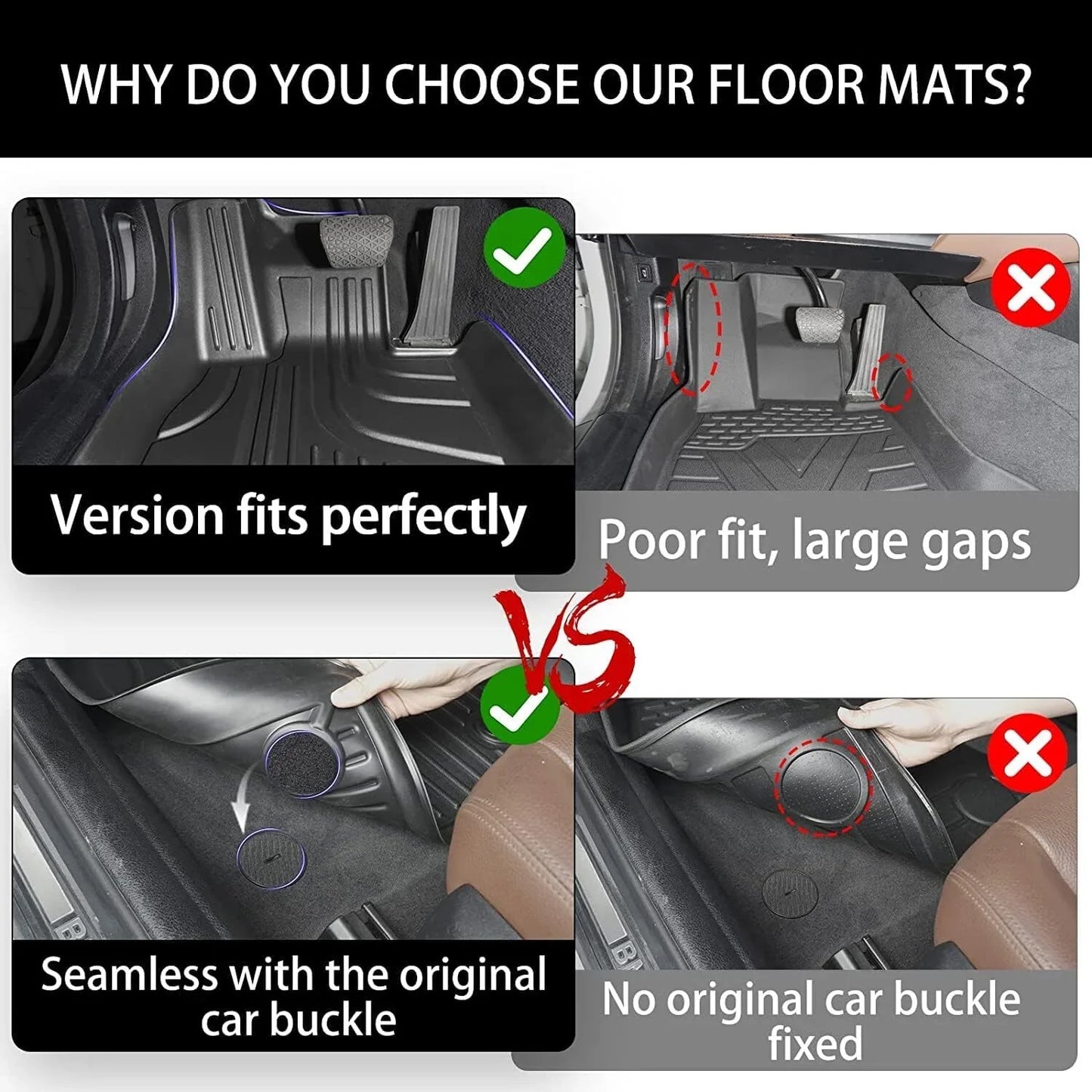 AOMSAZTO Car Floor Mats for Cadillac XT6 2020-2024 All Weather TPE Rubber Floor Liners Carpets