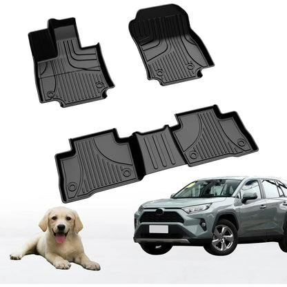 AOMSAZTO Car Floor Mats for Toyota RAV4 Hybrid 2019-2024 All Weather TPE Rubber Floor Liners Protection Black