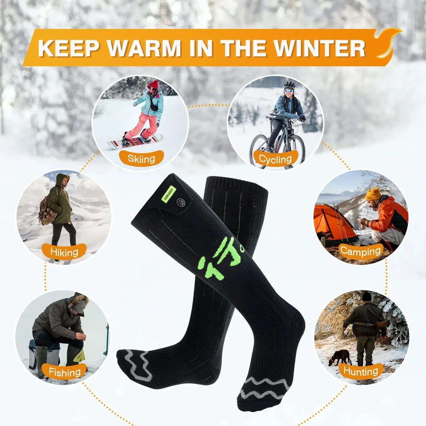 Heated Socks for Men Women,Rechargeable Heated Socks with 4 Heating Level,Battery Heated Socks Washable Electric Socks for Men Skiing Hunting Camping XL