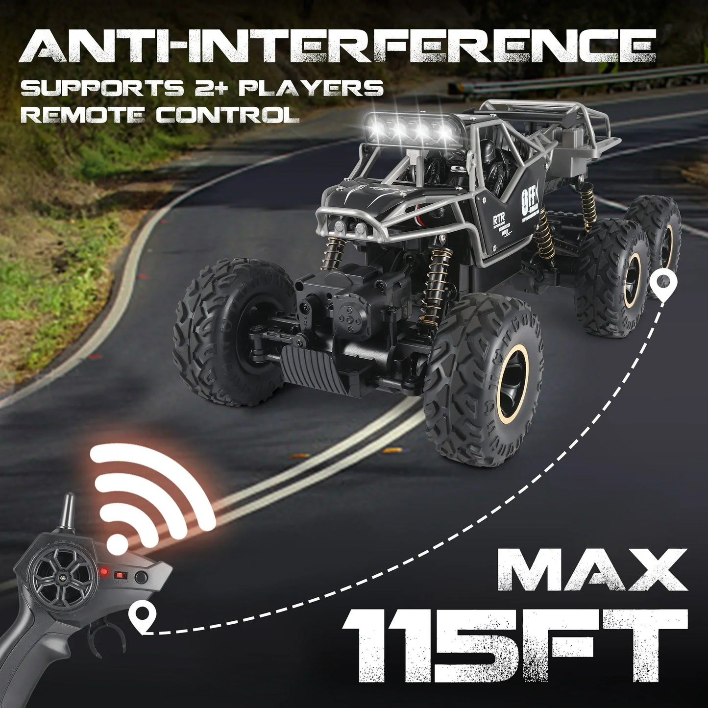 AMTPM 1:12 Remote Control Car, 4WD All-Terrain RC Trucks Max 20KMH with 2pcs Rechargeable Batteries-life 50min, 2.4GHz,Gift for Kids and Adults