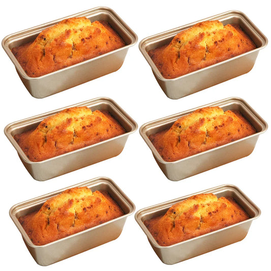 6 Pack Mini Loaf Pans,Non-Stick Baking Bread Pan,Carbon Steel Bread Toast Mold for Bakeware,Homemade Cakes,Black