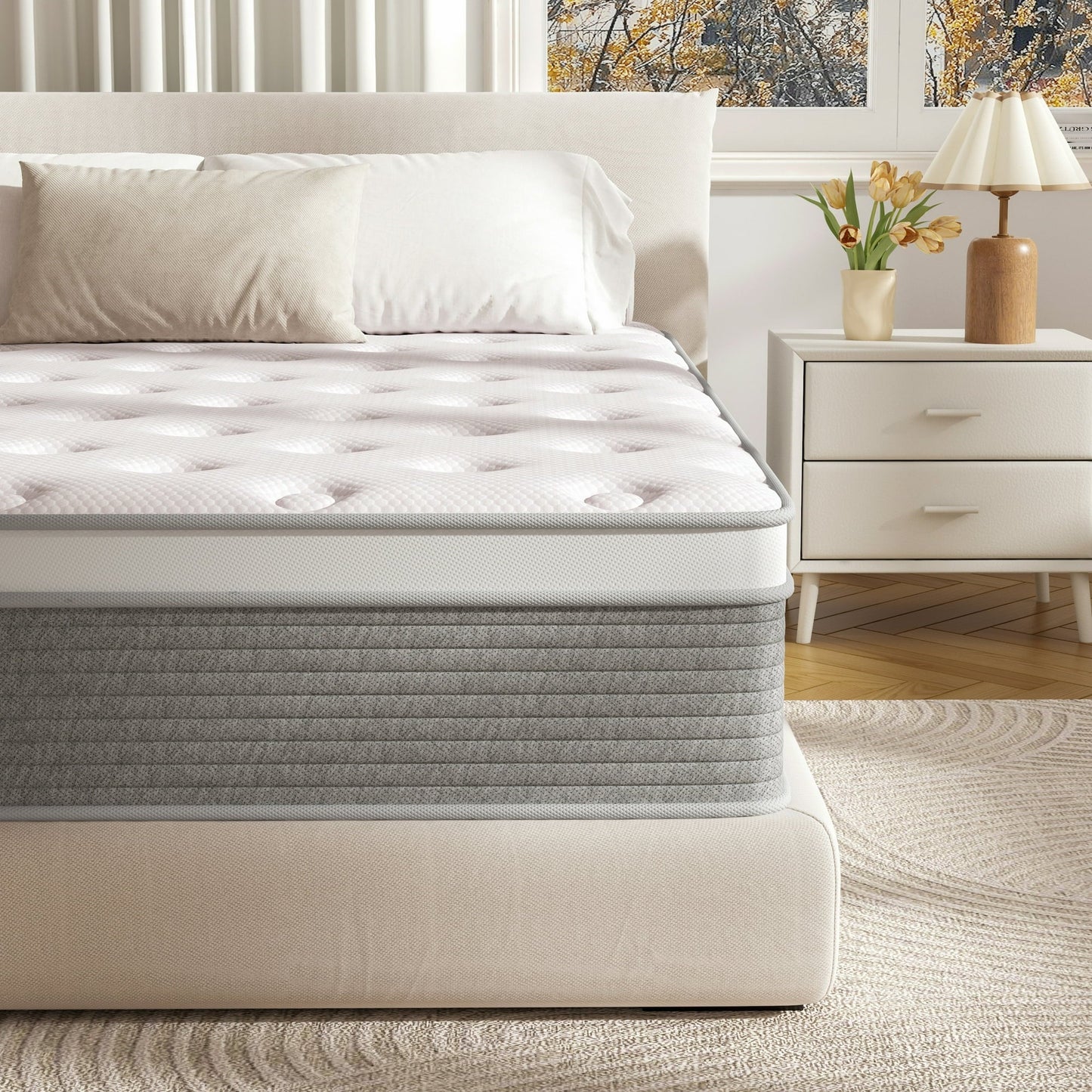 XLOLEHM 12" Queen Size Mattress, Memory Foam & Innerspring Mattress in a Box, Medium Comfort,Adult