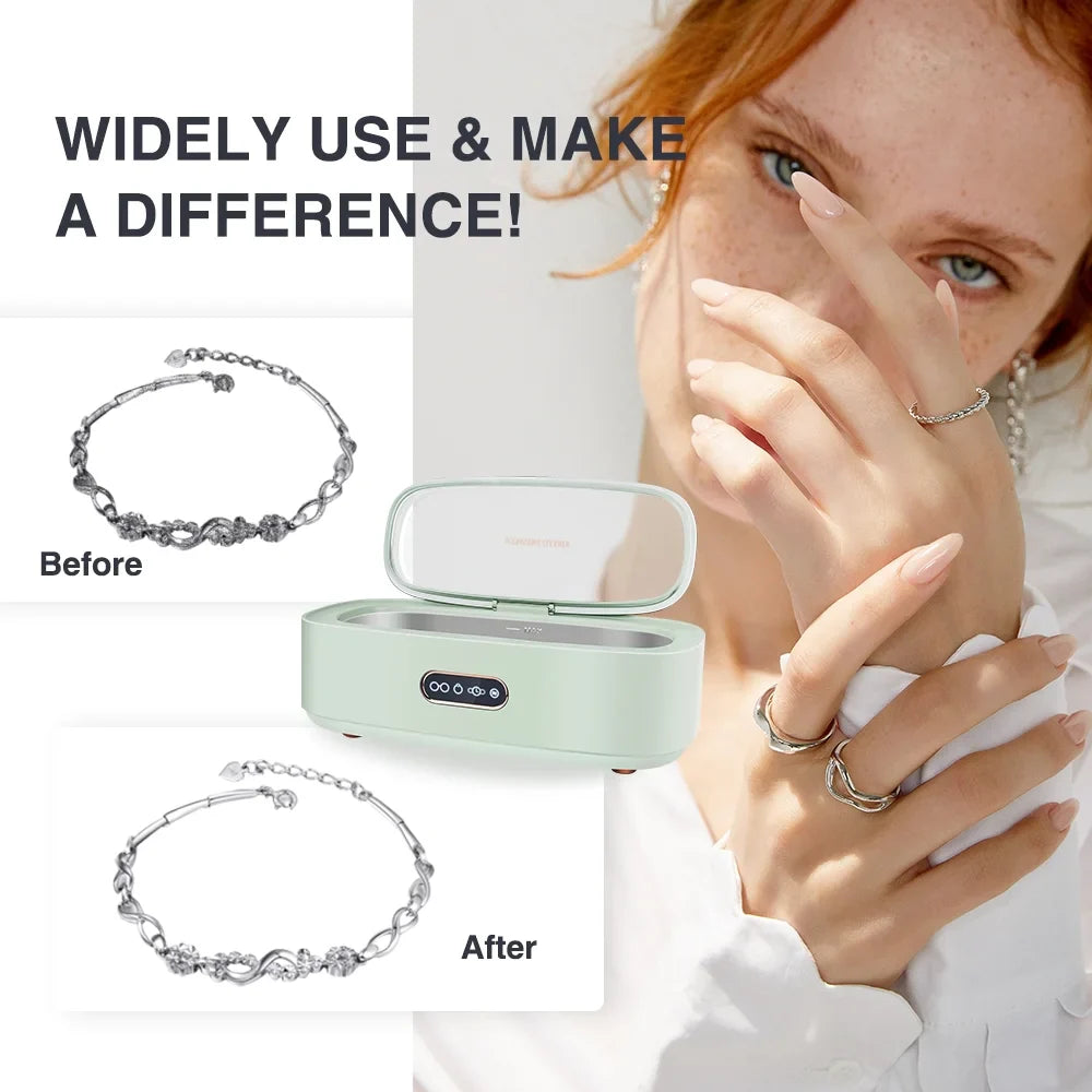 Ultrasonic Jewelry Cleaner, 300ml Jewelry Cleaning Machine, 45khz Stainless Steel Jewelry Cleaner with 4 Cleaning Modes for Jewelry Eyeglasses Watches Rings Earrings Necklaces Coins