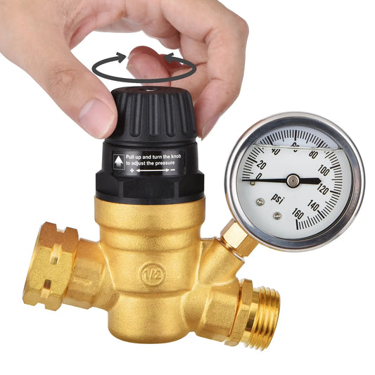 EXERAUO RV Water Pressure Regulator with Adjustable Handle, Water Pressure Regulator for RV Camper, Upgrade Water Pressure Reducer Fit Camper Travel Trailer