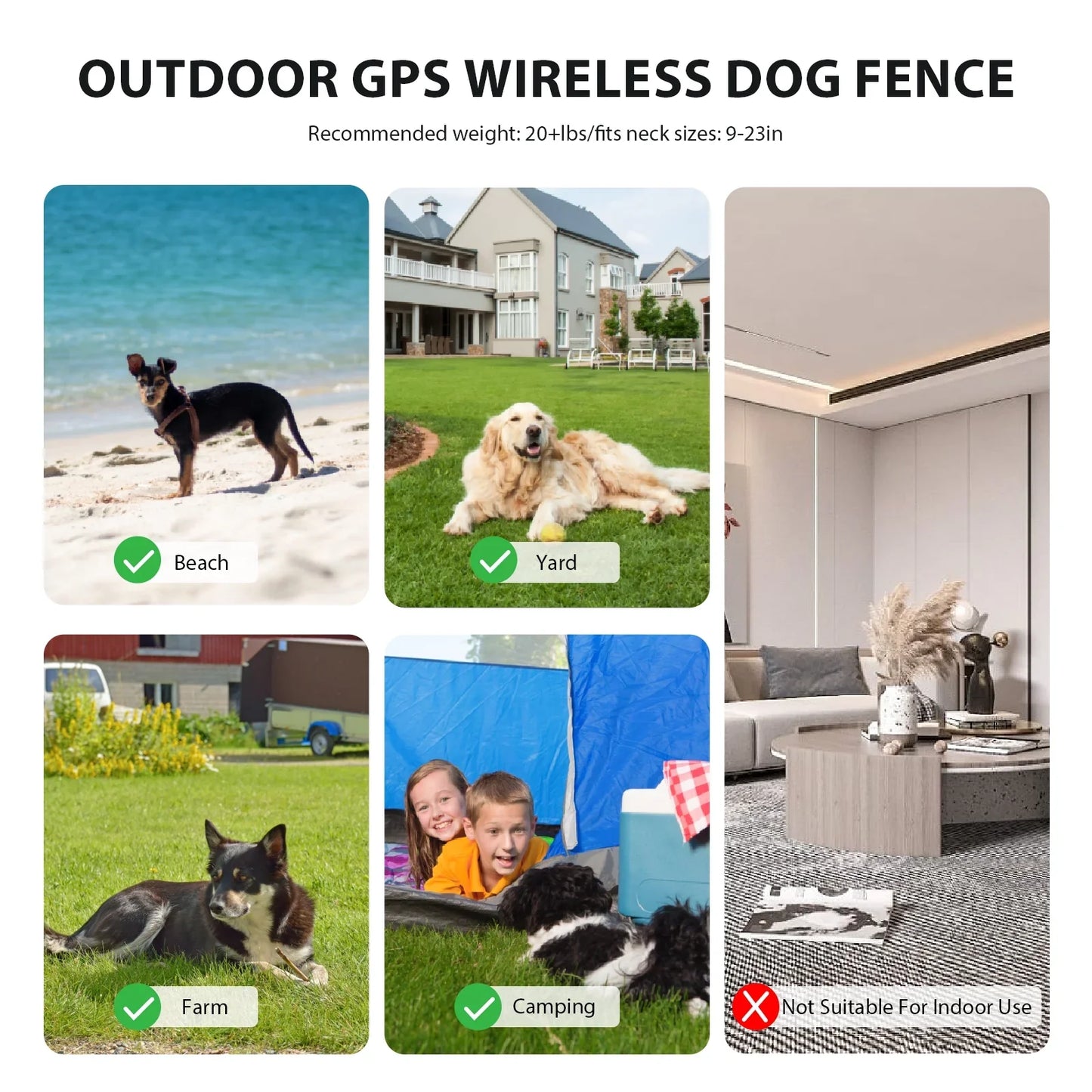 Wireless Dog Fence, Dog Fence Collar with Tone, Vib, Static Warning Modes Outdoor 3000ft, Electric Fence for Dogs with Automatic Fixed Mode Safe to Dogs and Pets