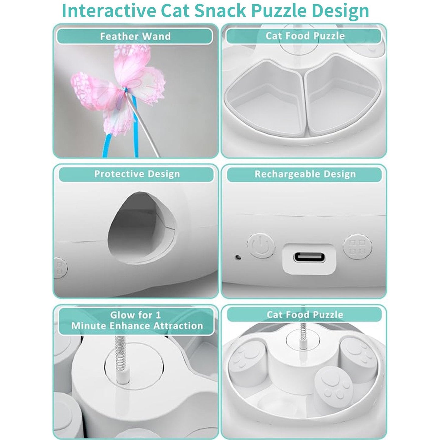 Cat Toys 1200mAh Interactive Cat Toy Indoor White Blue Color kitten Toys, Cat Toys for Indoor Cats