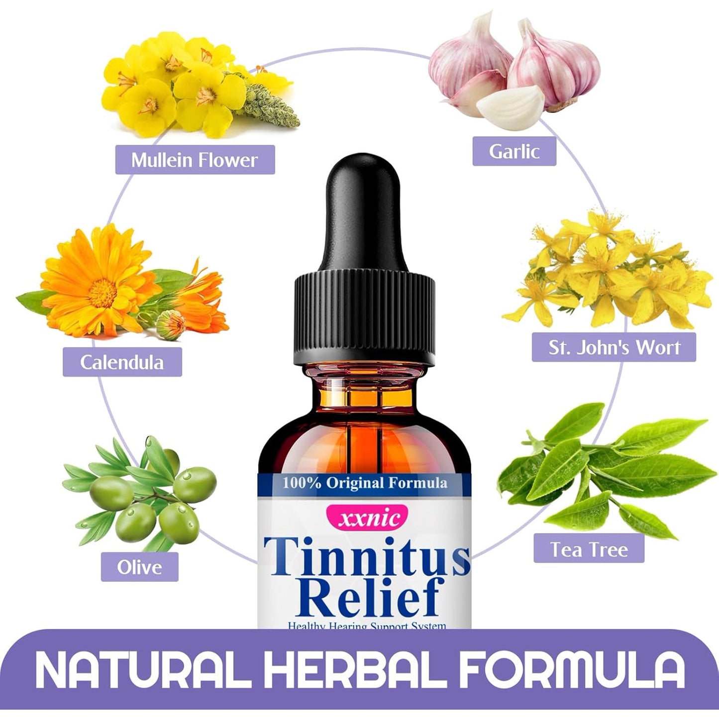 Tinnitus Relief for Ringing Ears, Natural Herbal Blend & Improve Hearing for Men & Women