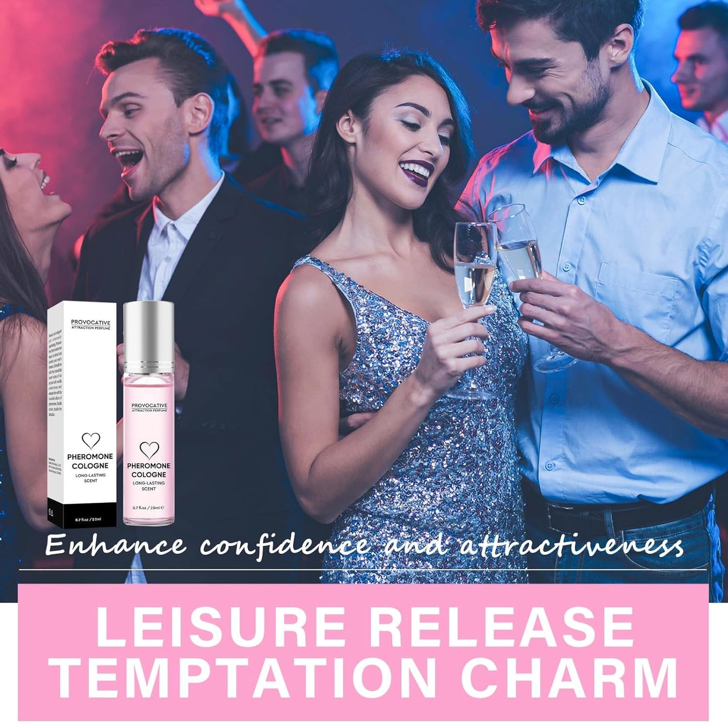 Pheromones Perfumes for Women, Unique Scent With Pure Pheromones to Attract Men, Portable and Long Lasting, Pink