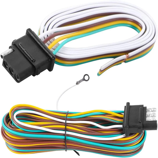 EXERAUO Trailer Wiring Kit, 50ft Wiring Harness with 4 Way Flat, Waterproof 18 Gauge 4 Pin Wiring Kit for Utility Trailer, Marine, Boat