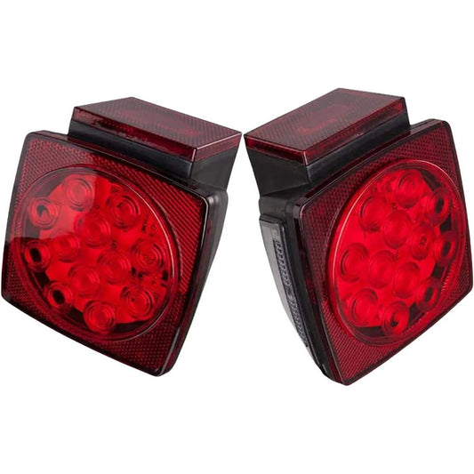 EXERAUO Trailer Tail Lights, Square Boat Trailer Lights Led Submersible Kit, Stop Turn Tail License Brake Running Light for Boat Truck RV Trailers Under 80" (2 Pack)