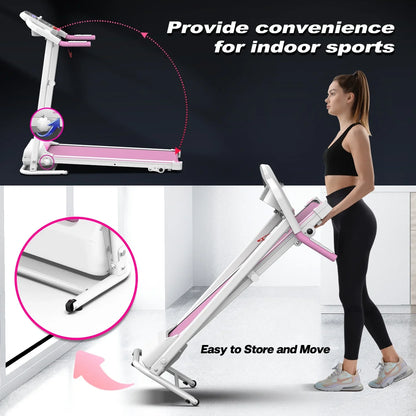 2.5HP Folding Incline Treadmill with LCD for Walking & Running - Cardio Exercise Machine - Preset and Adjustable Programs - Bluetooth Connectivity.