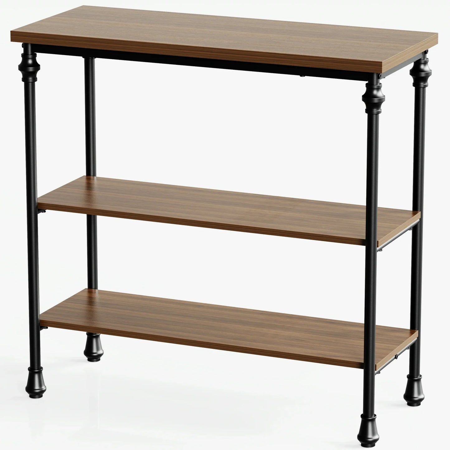 JOZ Industrial Console Table: Rustic Wood Sofa Table with 3-Tier Shelves for Entryway and Living Room