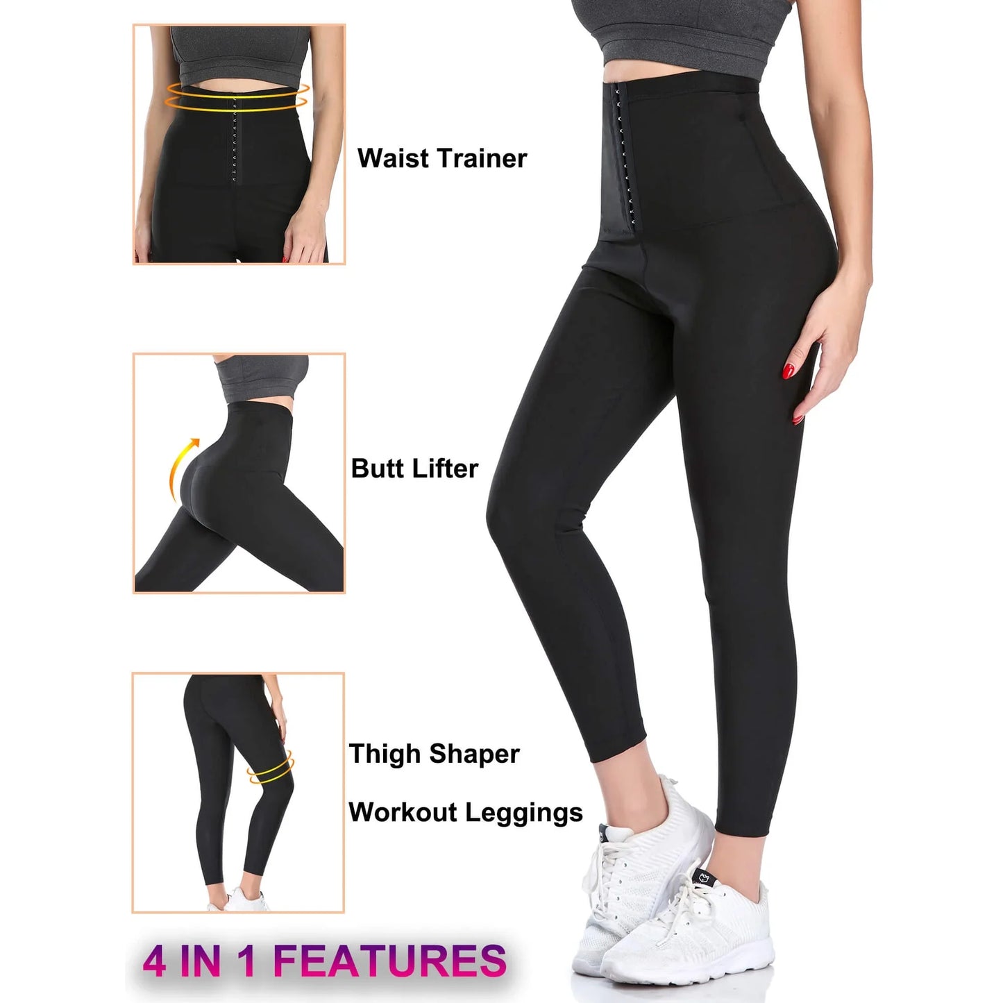 Vaslanda Thermo Sweat Sauna Pants for Women Weight Loss Neoprene Hight Waisted Leggings Workout Waist Trainer Shaper Thighs