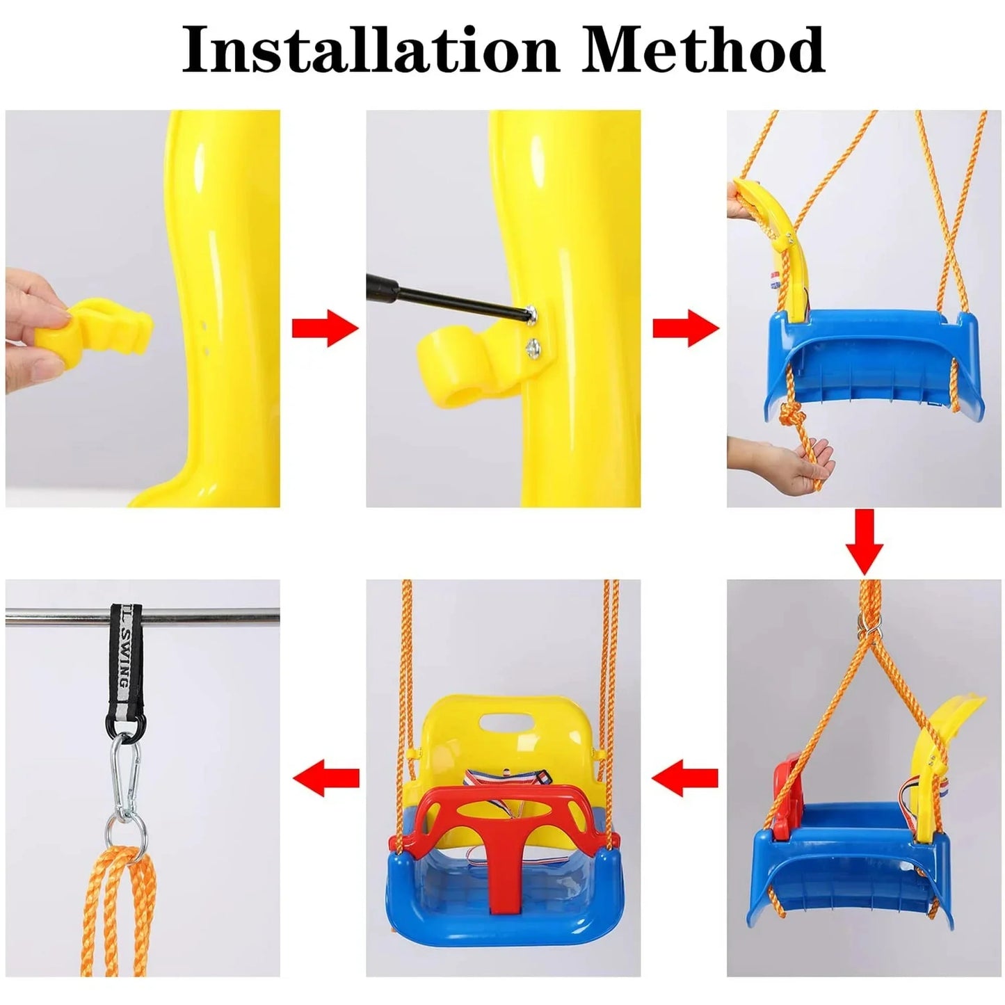 JUGAAD LIFE 3-in-1 Baby Swing Sets with Hanging Strap and Hooks - Toddler Swing Seat for Indoor/Outdoor Play, Anti-Flip, Snug & Secure Detachable Design - Blue