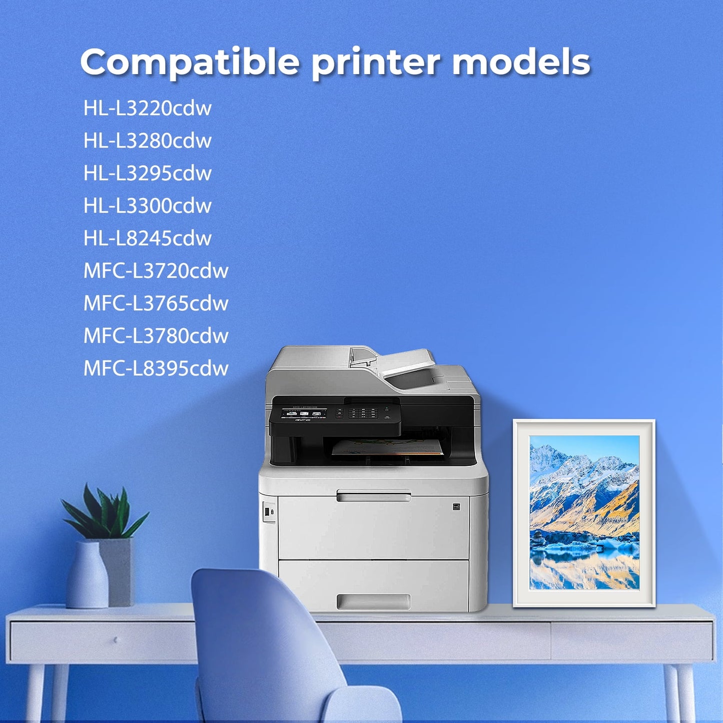 TN229 Toner Cartridges High Yield with Chip Compatible for Brother TN229 HL-L3220cdw L3280cdw L3295cdw L3300cdw 8245cdw MFC-L3720cdw L3765cdw L3780cdw L8395cdw (Black Cyan Magenta Yellow, 4-Pack)