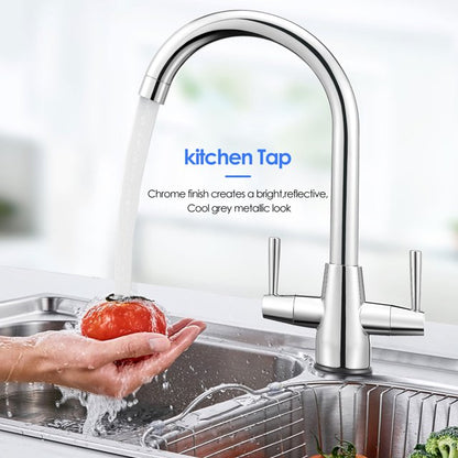 RELOIVE Kitchen Faucet, Stainless Steel Kitchen Faucet with Pull Down Sprayer Faucet/Waterfall 2 Water Outlets High Arc Kitchen Sink Faucet Hot&Cold Water Temperature Adjustable Utility Faucet