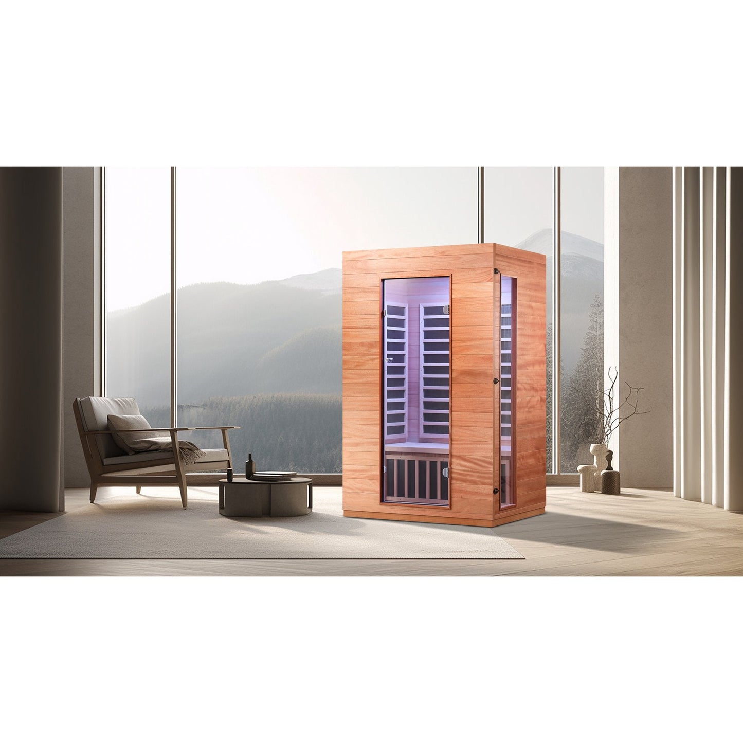 Jingliving Home Sauna Room 2 Person Okoume & Hemlock Wooden Indoor Sauna