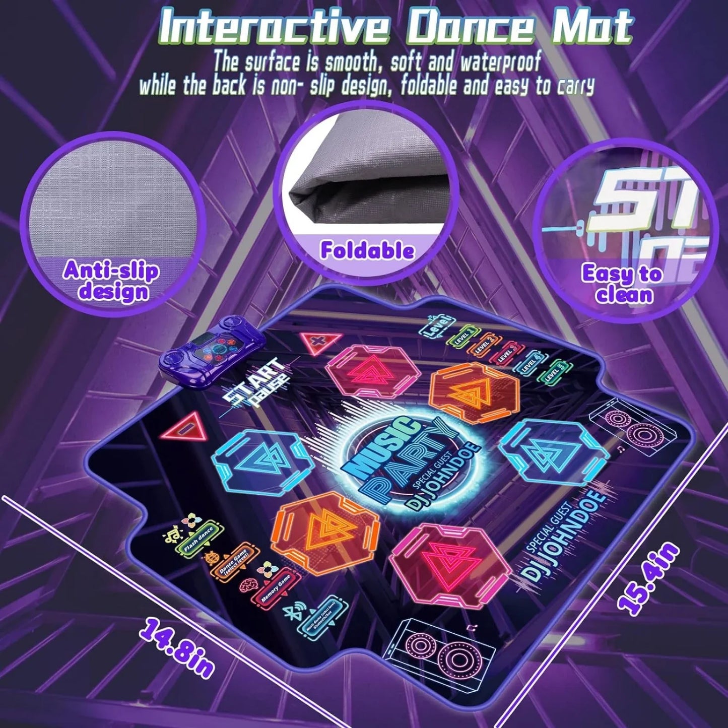 JUGAAD LIFE Dance Mat Toys for 3-10 Year Old Girls, 6-Button Light Up Dance Pad with Music Dance Game Mat Christmas Birthday Gifts for Girls & Boys Ages 3-6 Years Old