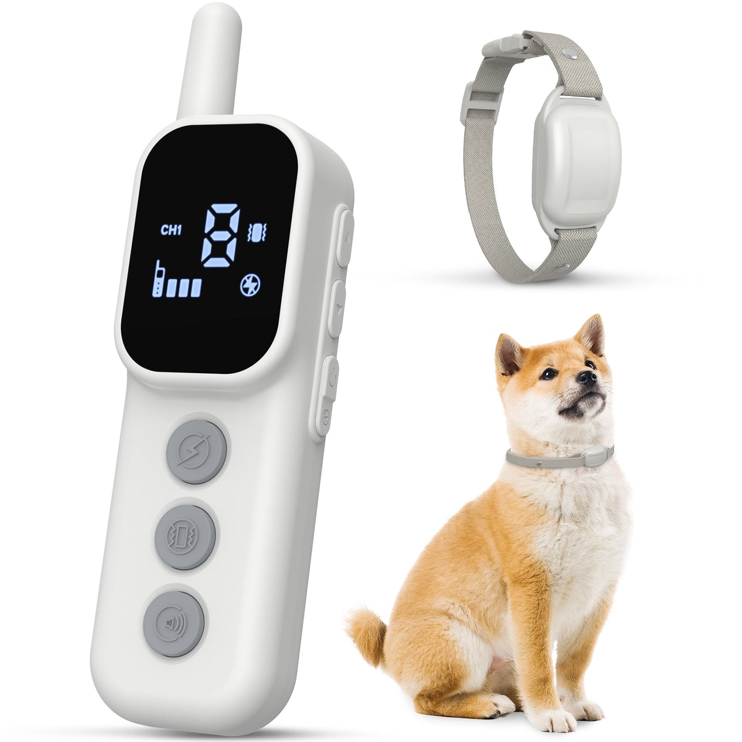 ZUPOX Shock Collar for Dogs, Waterproof Rechargeable Dog Electric Training Collar with Remote for Small Medium Large Dogs with Beep, Vibration, Safe Shock Modes, Grey