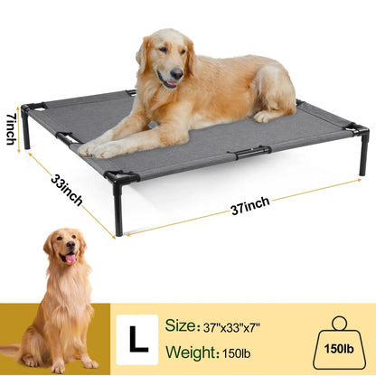 Reyox Cooling Elevated Dog Bed for Large Dogs,Large Raised Dog Bed with Breathable Mesh,Washable Chew Proof Dog Cot