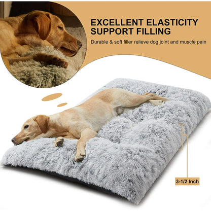 Reyox Large Dog Bed, 41 x 27 inch Plush Dog Cage Bed Fluffy, Washable Dog Mat with Non-Slip Bottom for Large and Medium Dogs