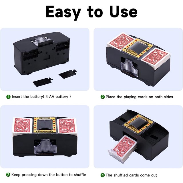 Automatic Card Shuffler 1/2/4/6 Decks, Electric Battery-Operated Shuffler, Casino Card Game for Poker, Home Card Game, UNO, Phase10, Texas Hold'em, Blackjack, Home Party Club Game