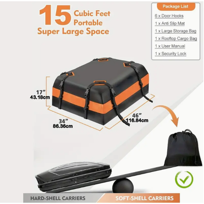 Car Rooftop Cargo Carrier Roof Bag, Waterproof Roof Top Cargo Carrier